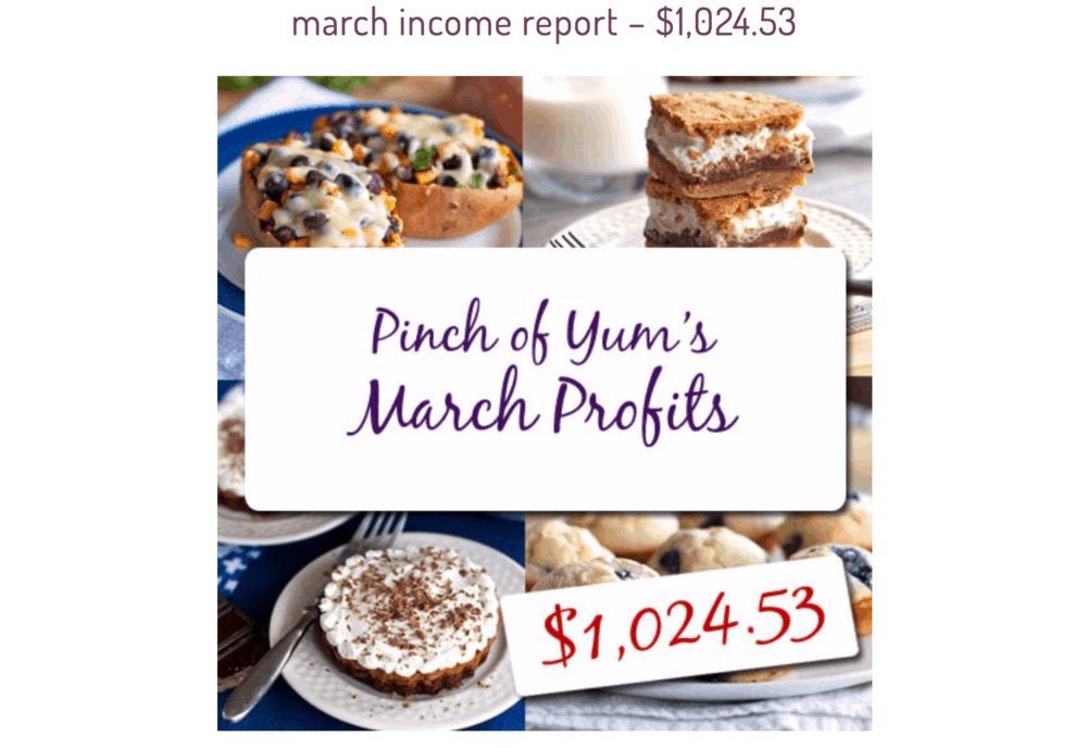 Pinch of Yum Income Report