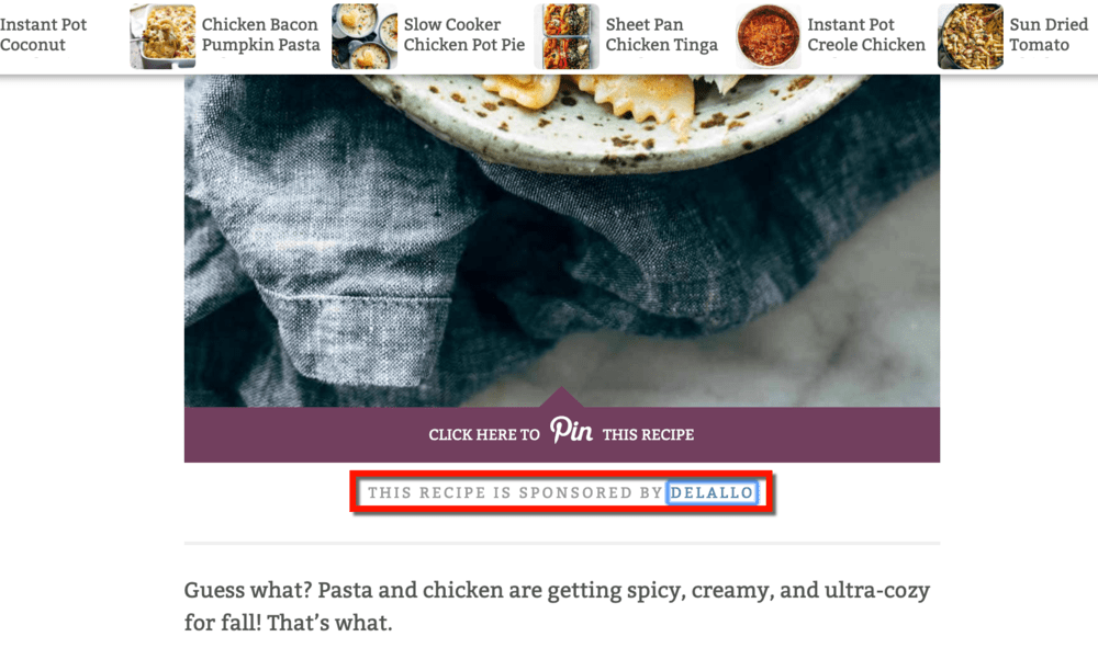 Pinch of Yum Sponsored Content