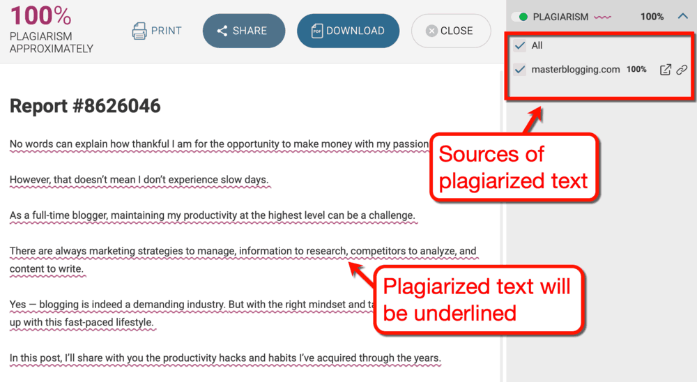 PlagiarismCheck.org Results