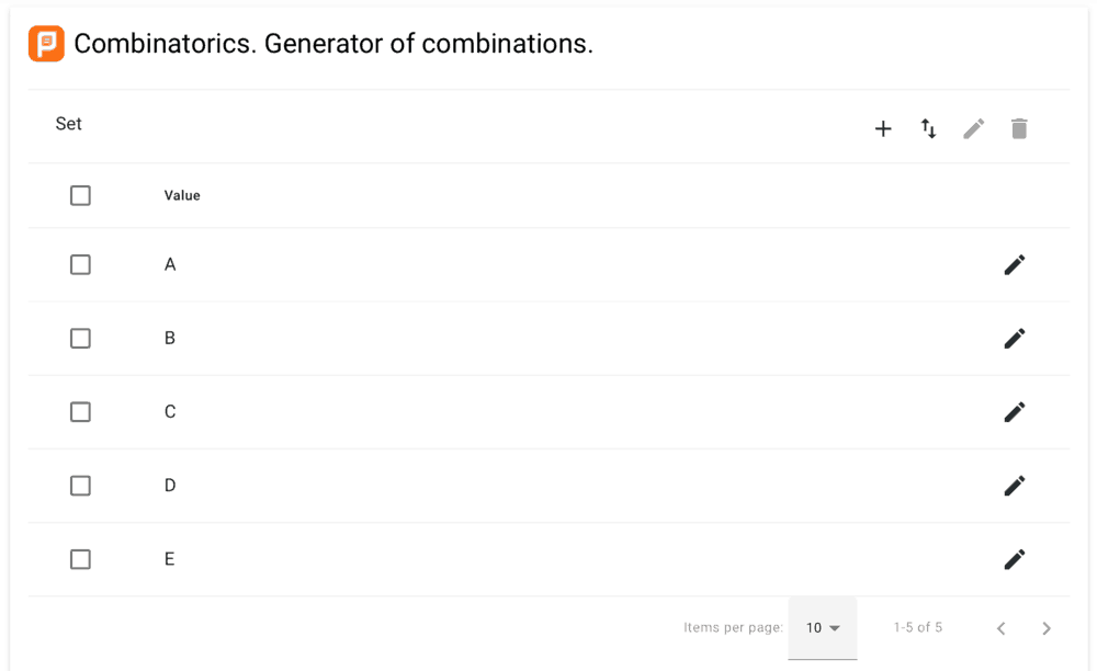 PLANETCALC Combination Generator