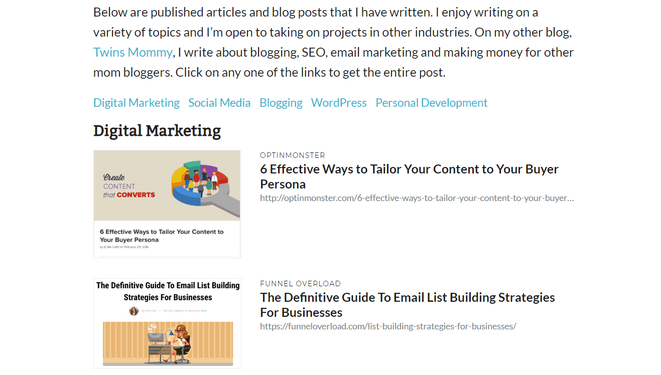 Portfolio of Guest Posts