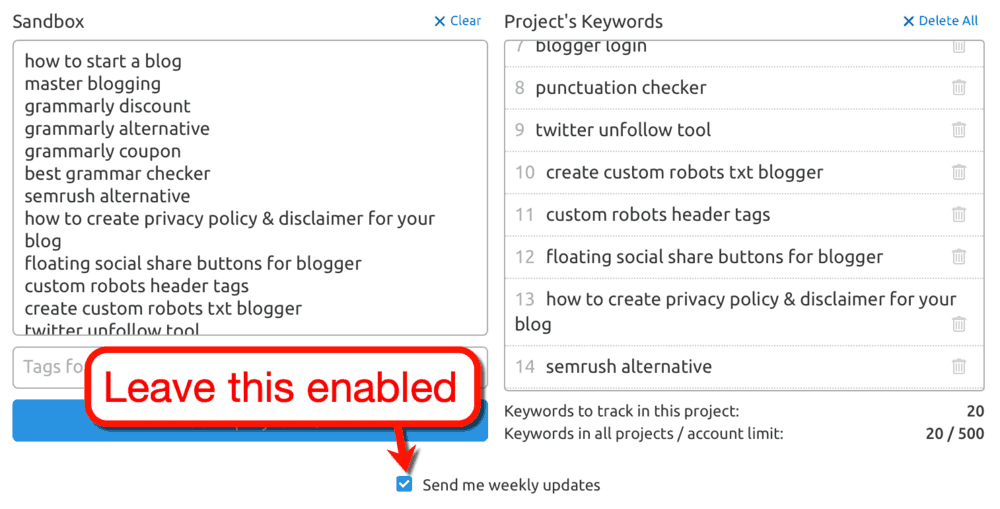 Position Tracking Tool Send Weekly Updates