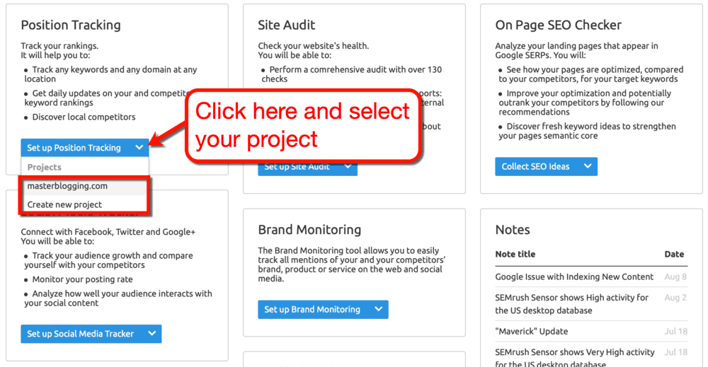 Position Tracking Dashboard Shortcut