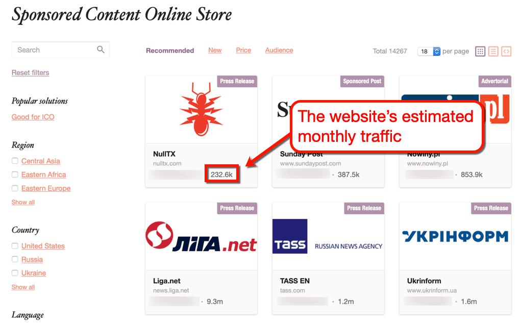 PRNews Sponsored Marketplace Traffic Preview