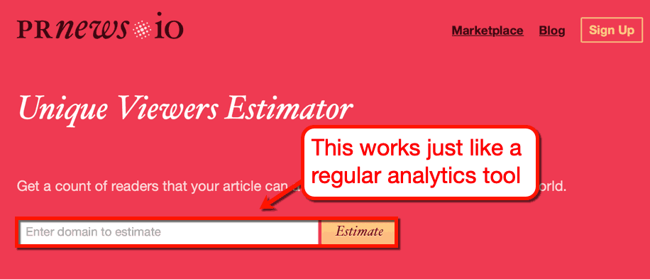 PRNEWS web traffic estimator