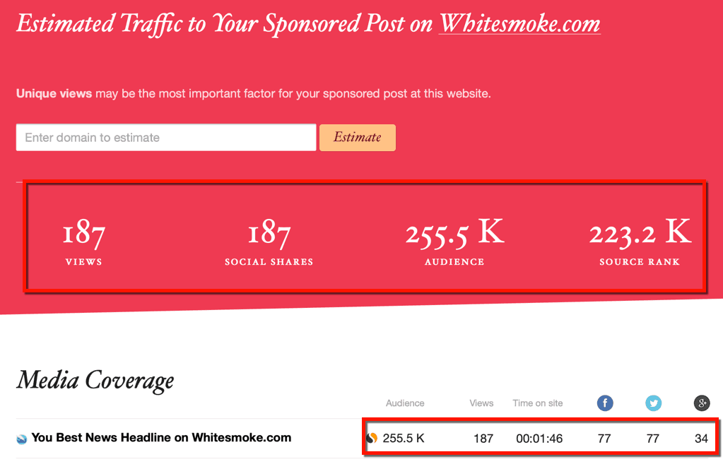 PRNEWS Domain Traffic Estimator