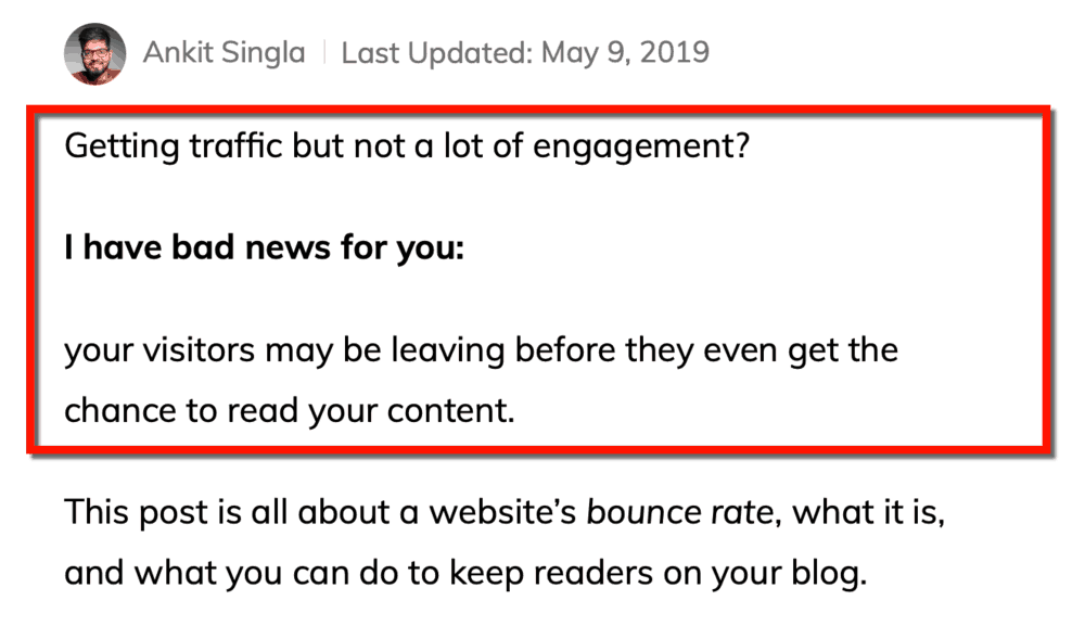 Example from Bounce Rate article