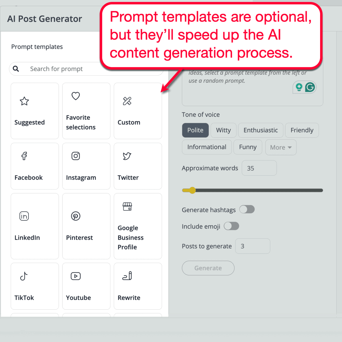 SocialBee AI Post Templates