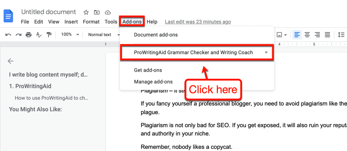 ProWritingAid Google Docs Add-On