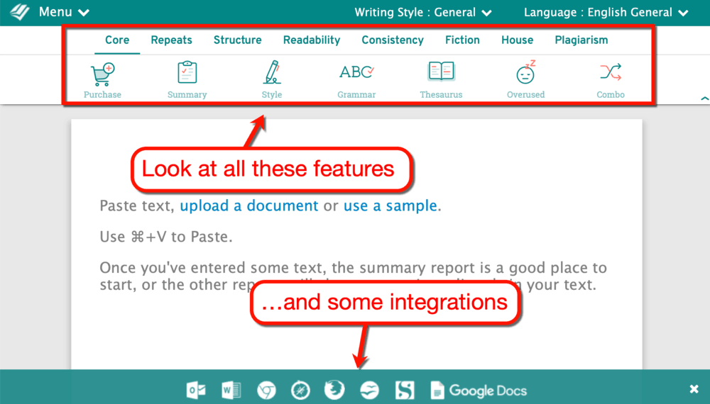 ProWritingAid Main Interface