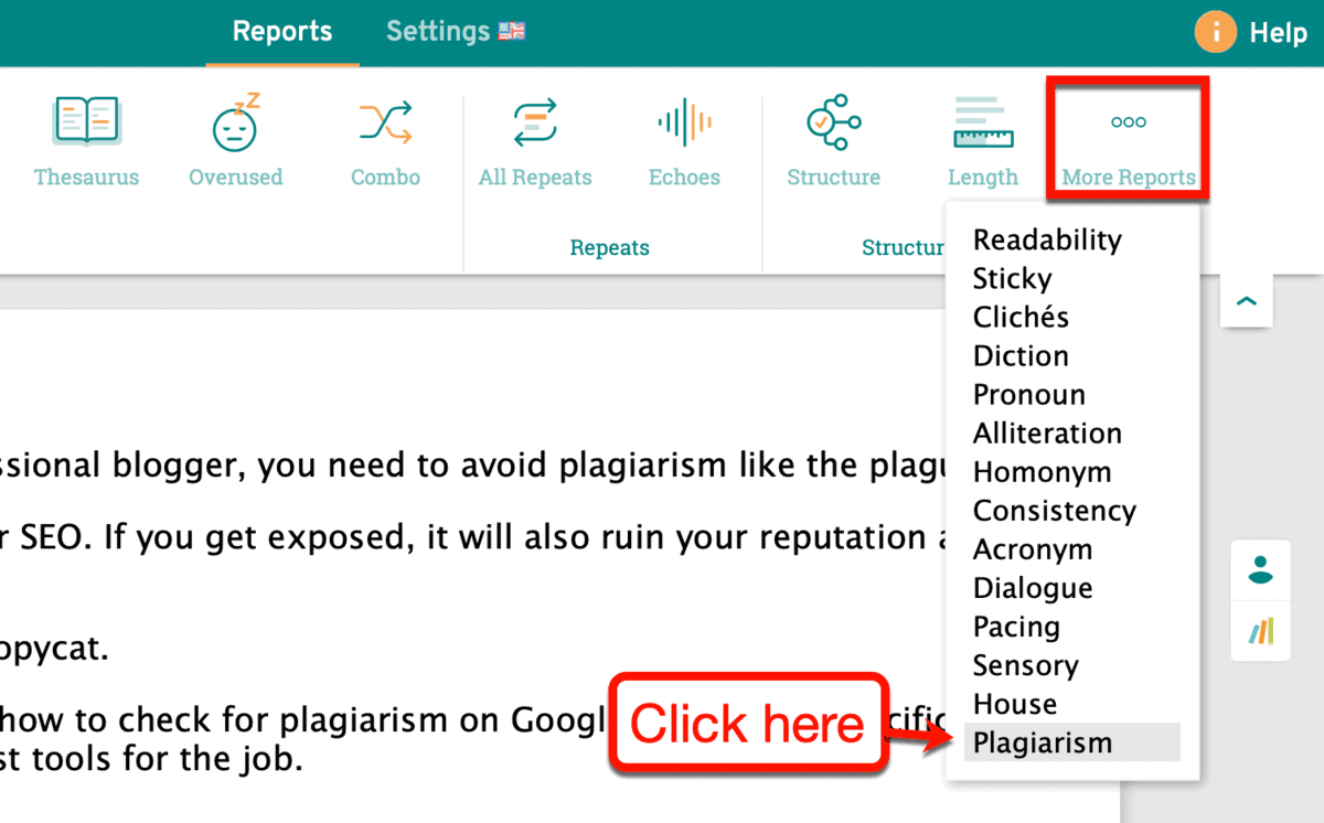ProWritingAid Reports Plagiarism Checker