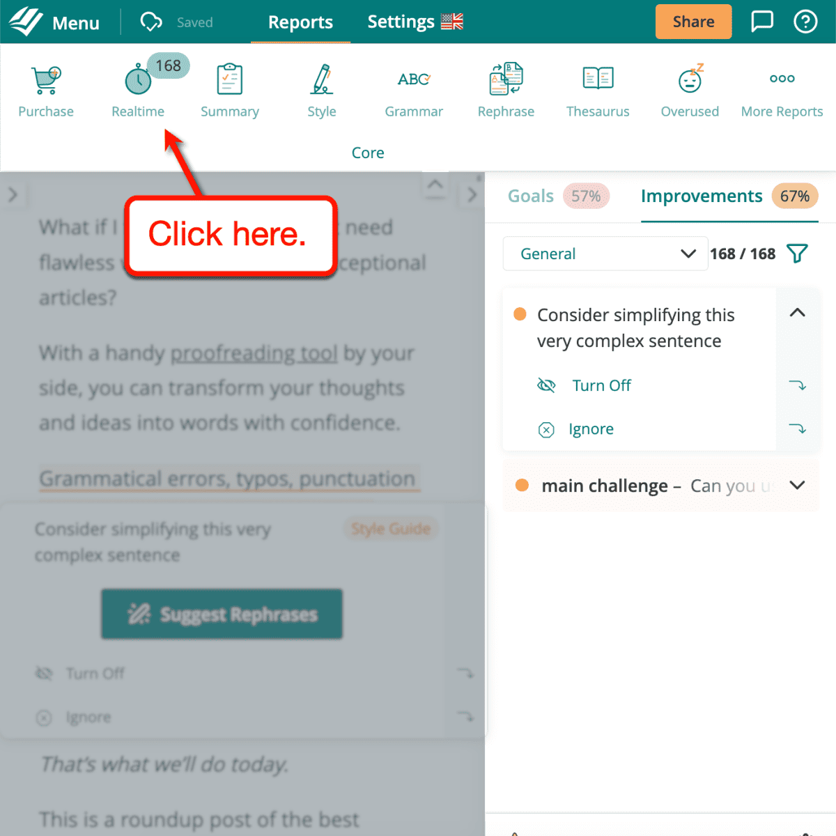 ProWritingAid Realtime Report