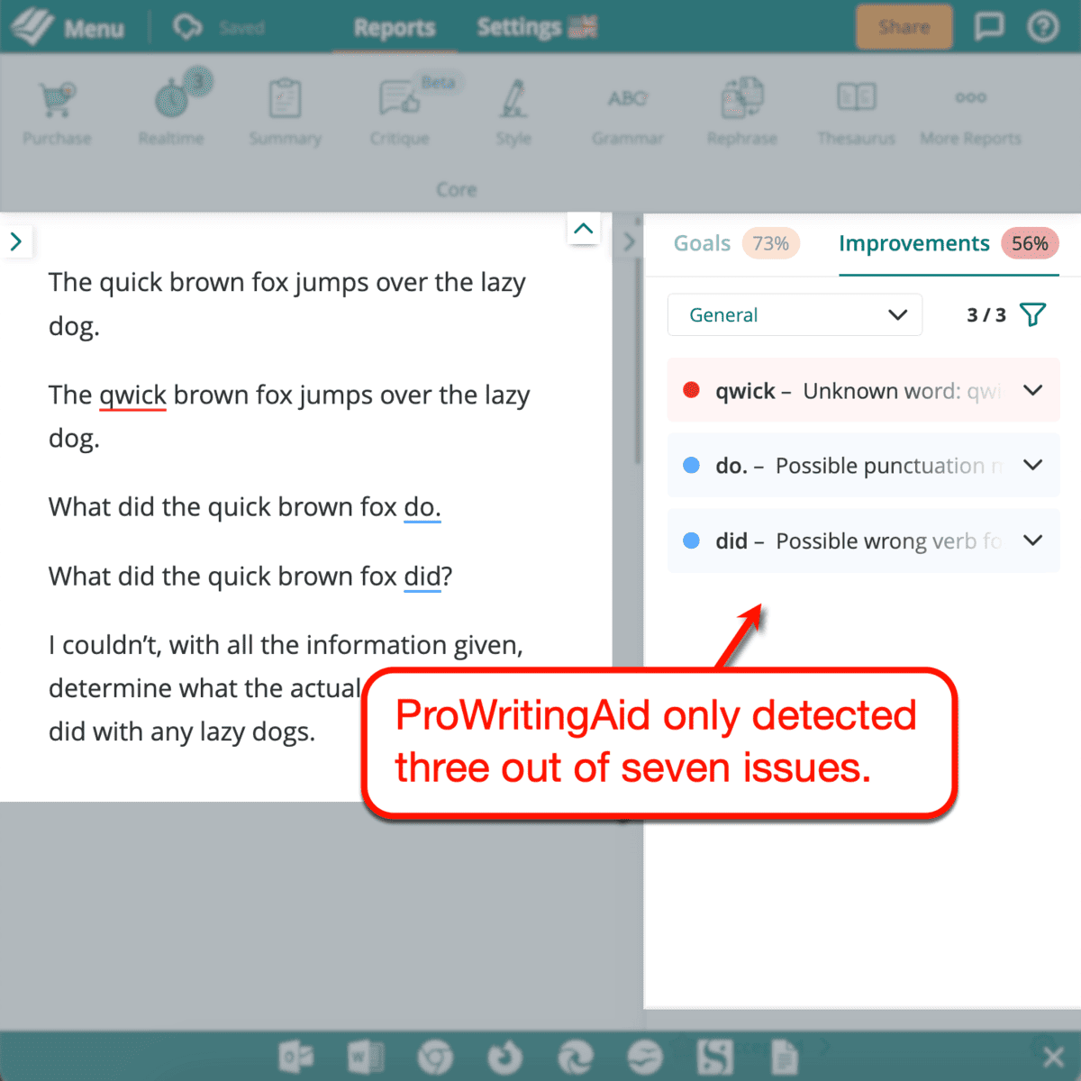 ProWritingAid Grammar Checker Test