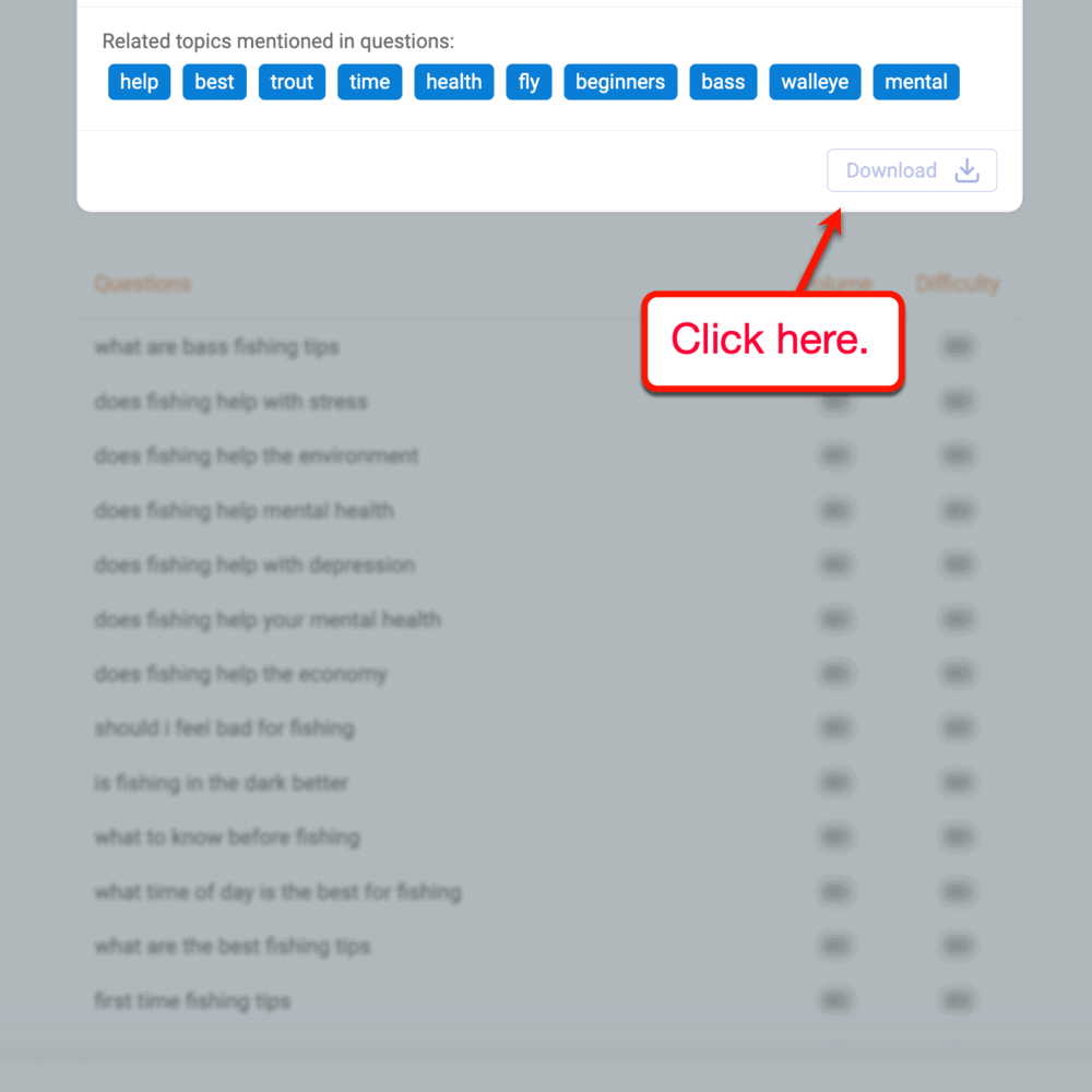 QuestionDB download CSV button