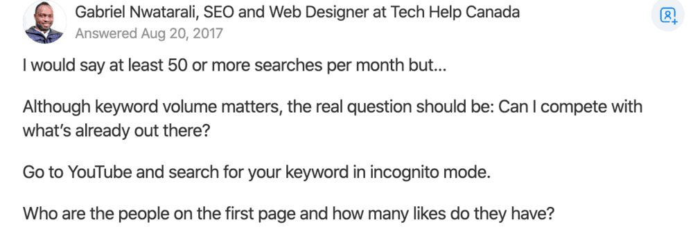 Quora Answer by Gabriel Nwatarali