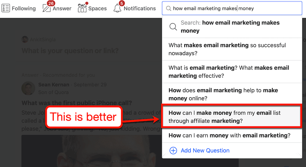 Looking for a better interview question on Quora