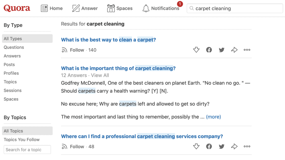 Quora carpet cleaning questions