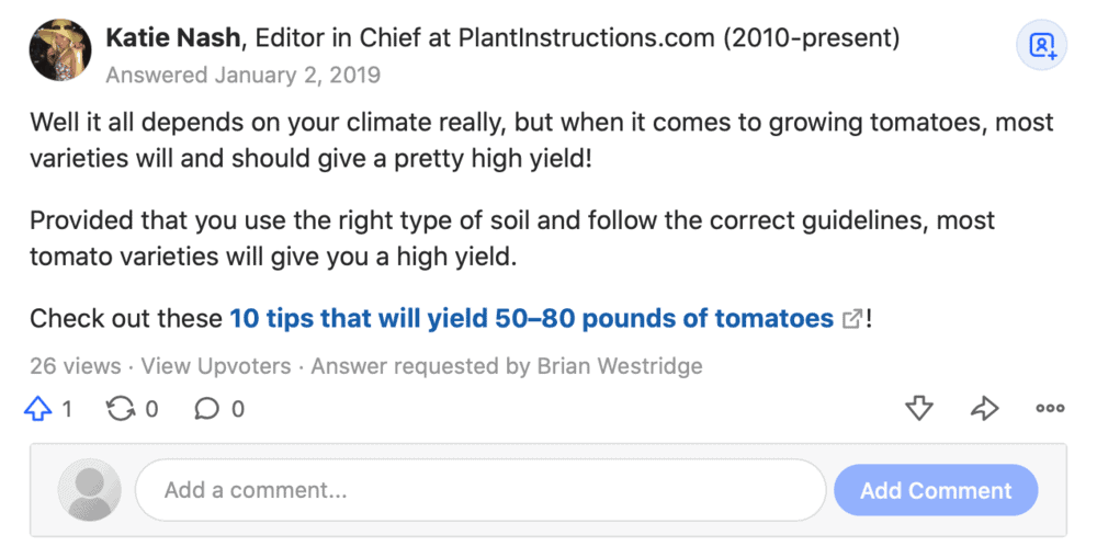 Quora link to own blog