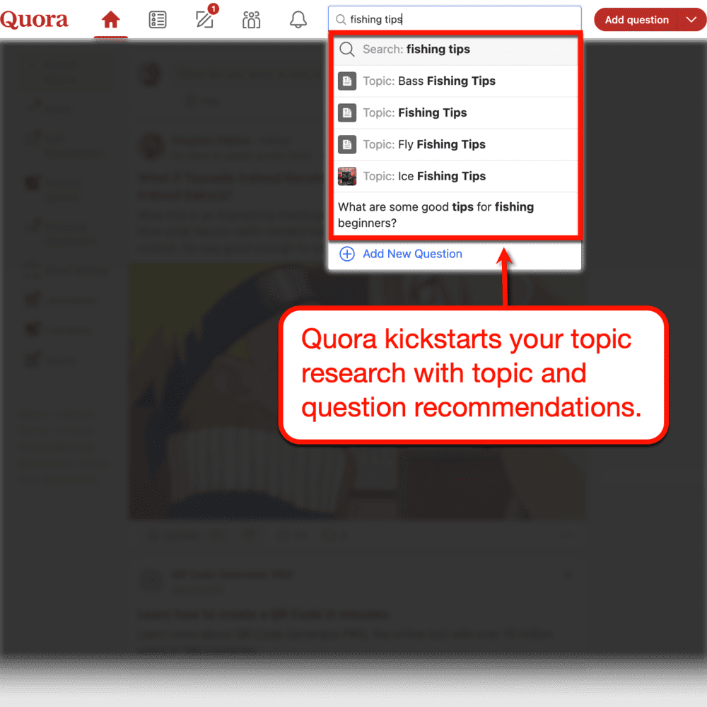 Quora topic research suggestions