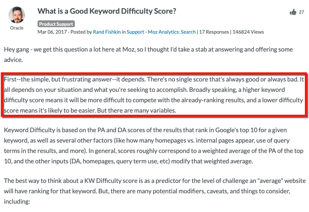 Rand Fishkin Keyword Difficulty Explanation