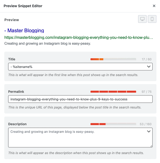 Rank Math Snippet Editor