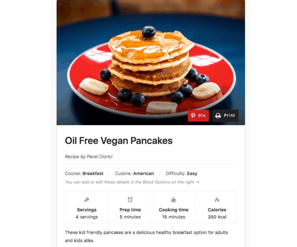 Recipe Card Blocks Sample Screenshot
