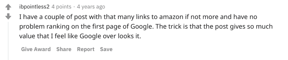 Reddit affiliate link count