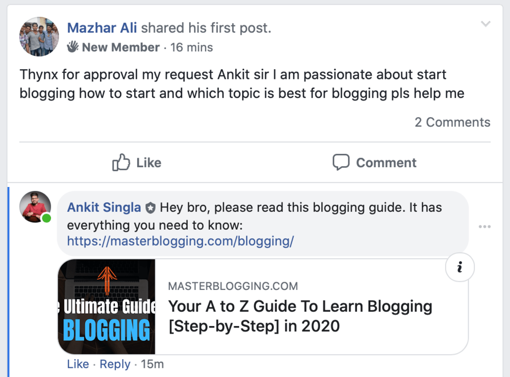 Responding to Facebook Comments