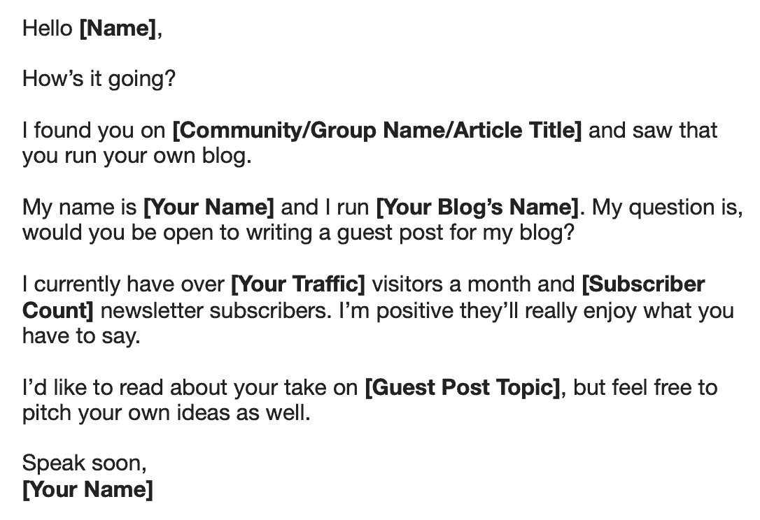 Reverse Guest Posting Email Example