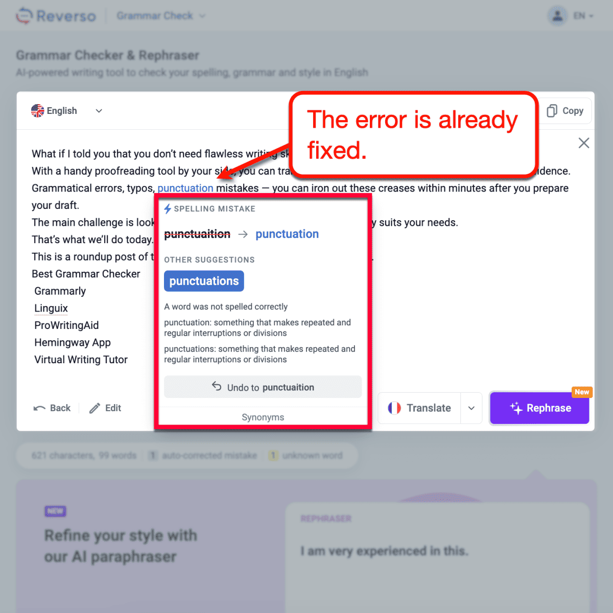 Reverso Automatic Correction
