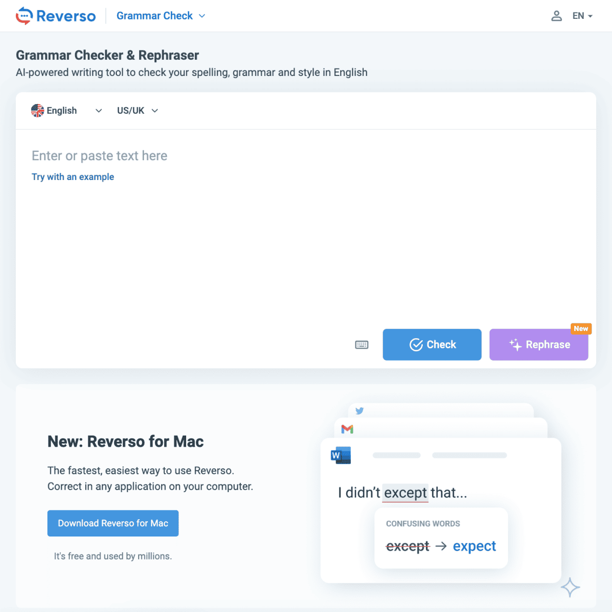 Reverso Main Interface