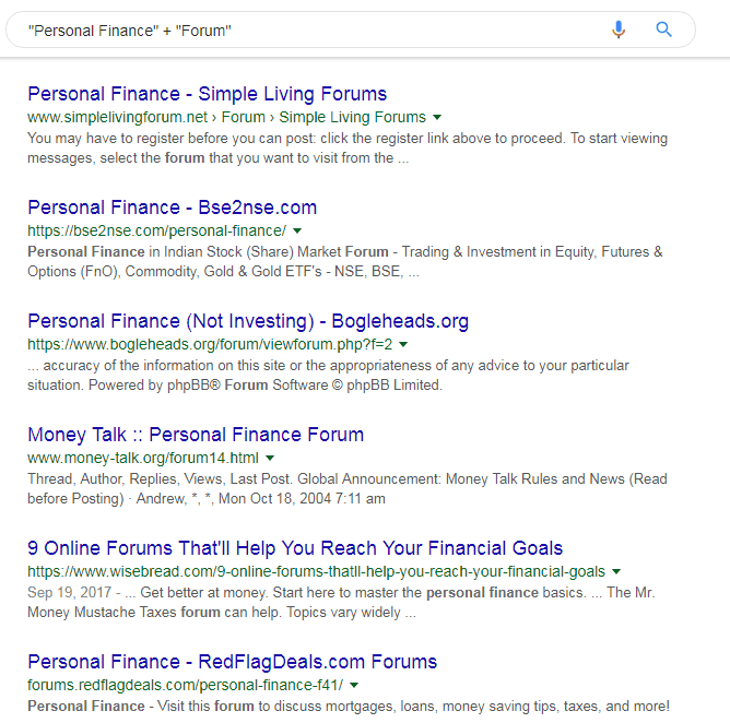 Search forums on Google