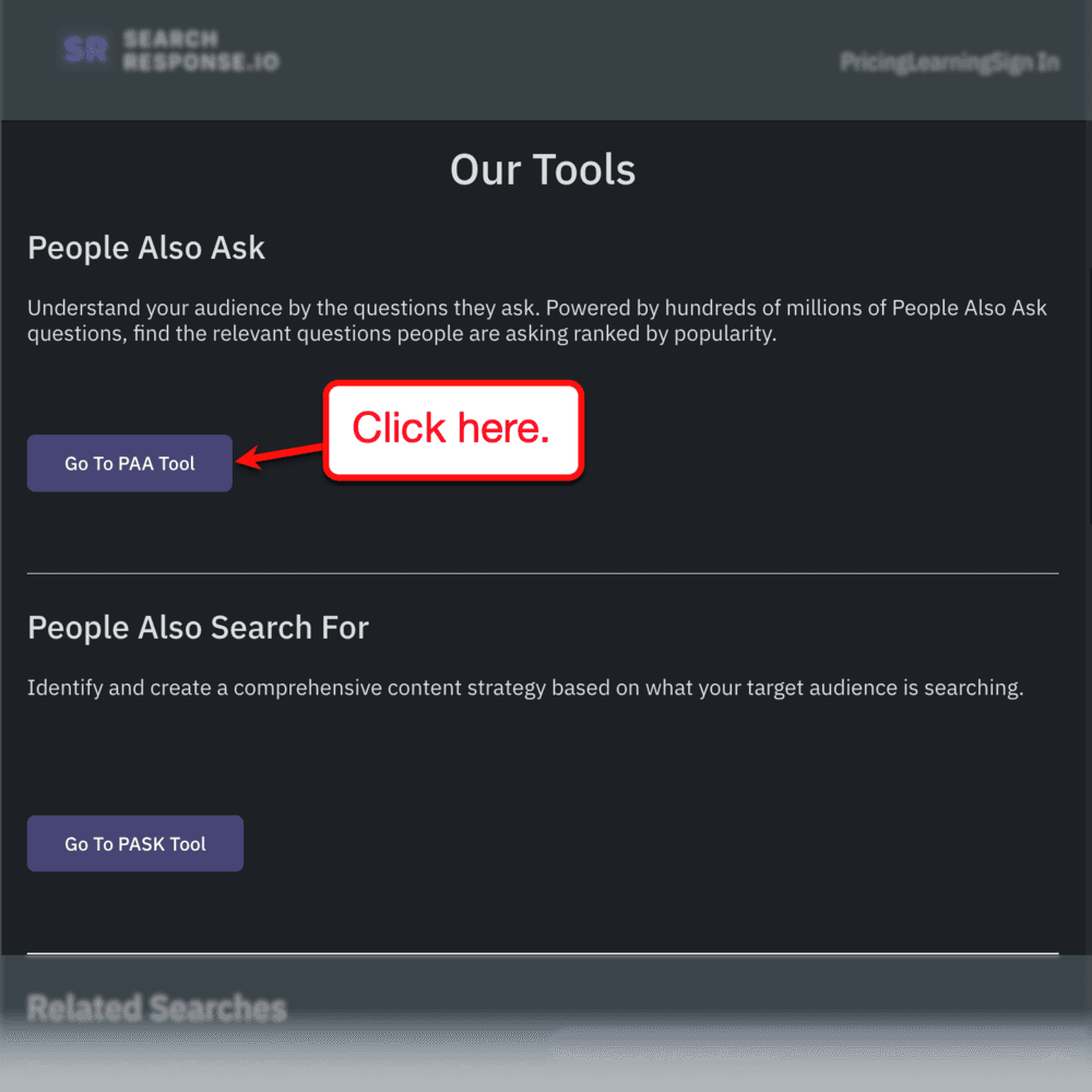 Search Response PAA tool