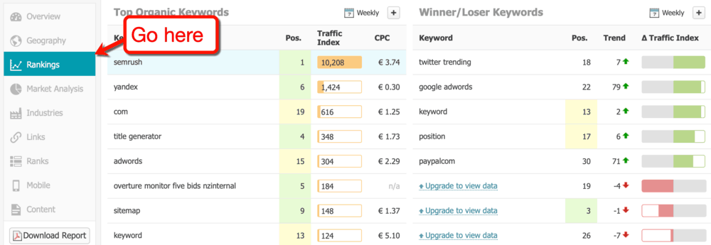 Searchmetrics Top Organic Keywords