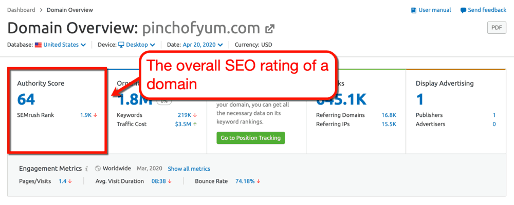 SEMrush Domain Overview Report