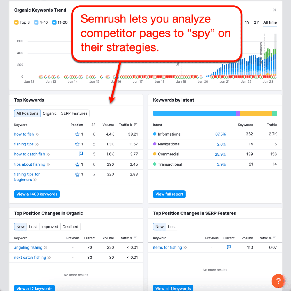 Using Semrush for organic competitor research