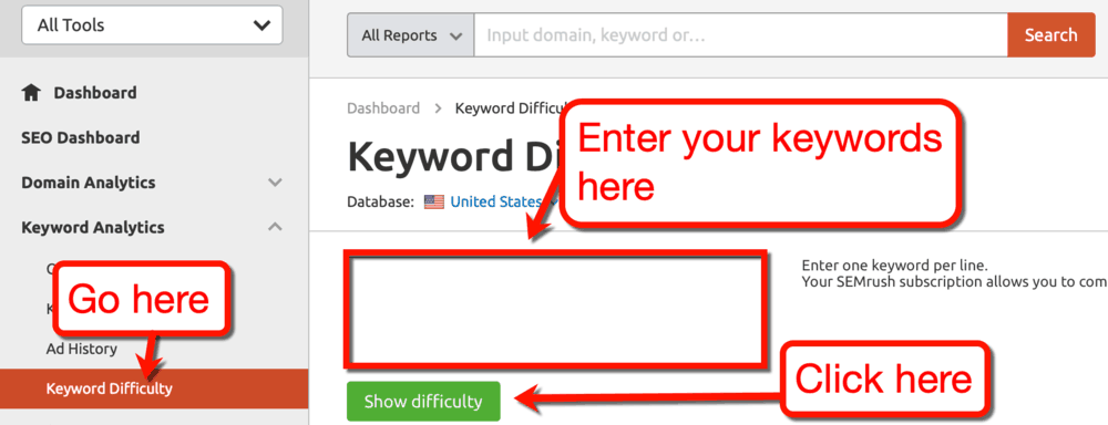 Keyword Difficulty Tool SEMrush
