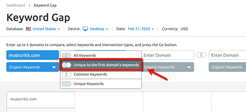 Keyword Gap Intersection Type