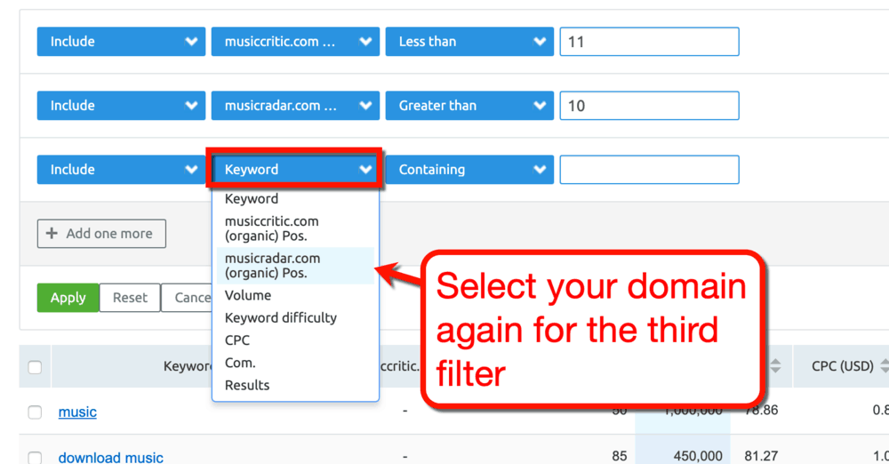 Keyword Gap Upper Position Limit Filter
