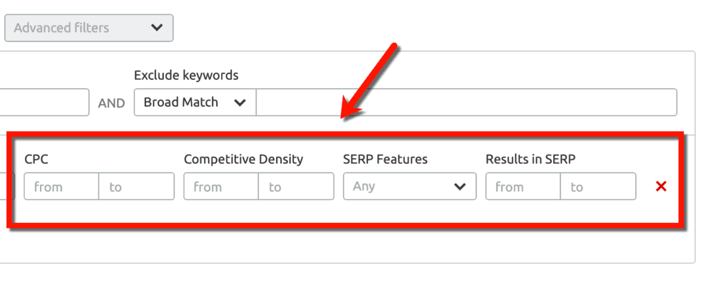 Keyword Magic Tool Other Filters