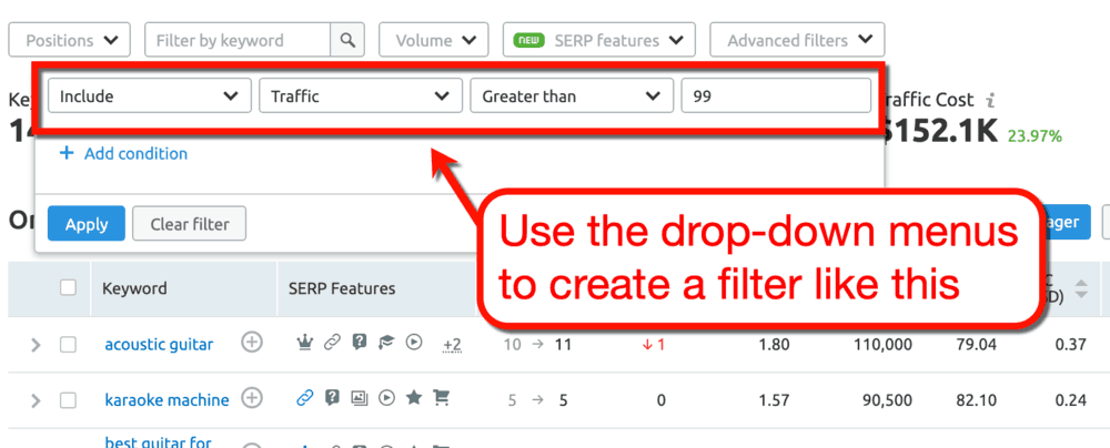 Domain Overview Keyword Filters