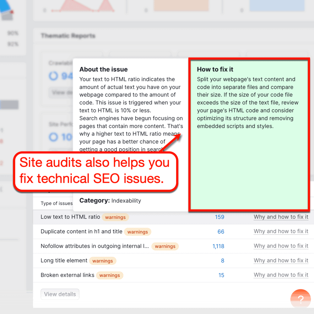 Semrush Site Audit Recommendations