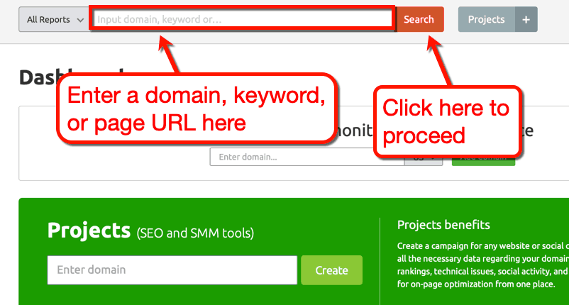 SEMrush Start Research