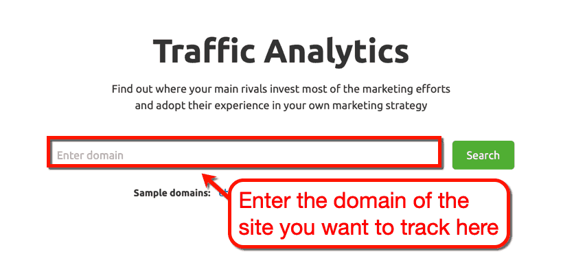 SEMrush Traffic Analytics Search Bar
