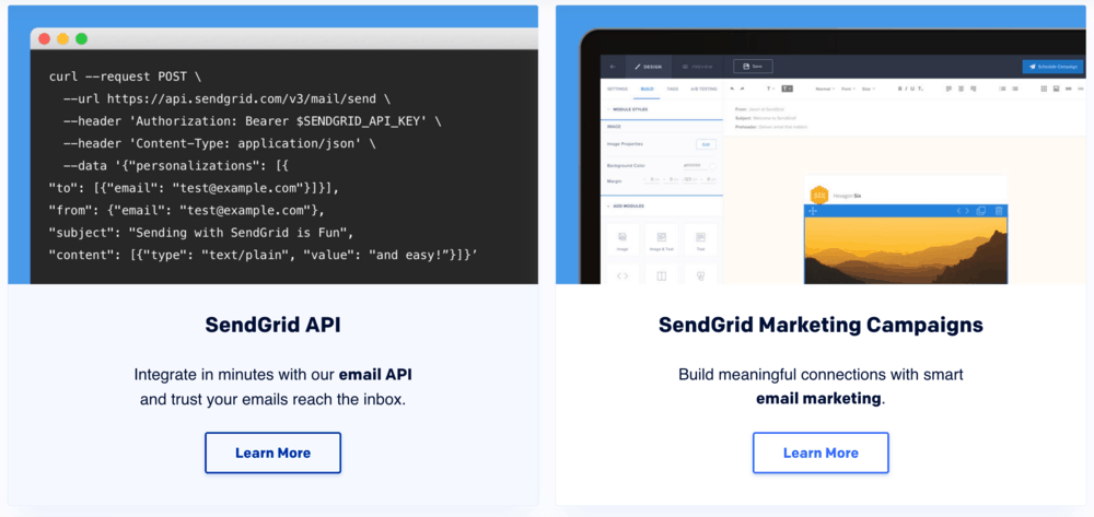 SendGrid Homepage