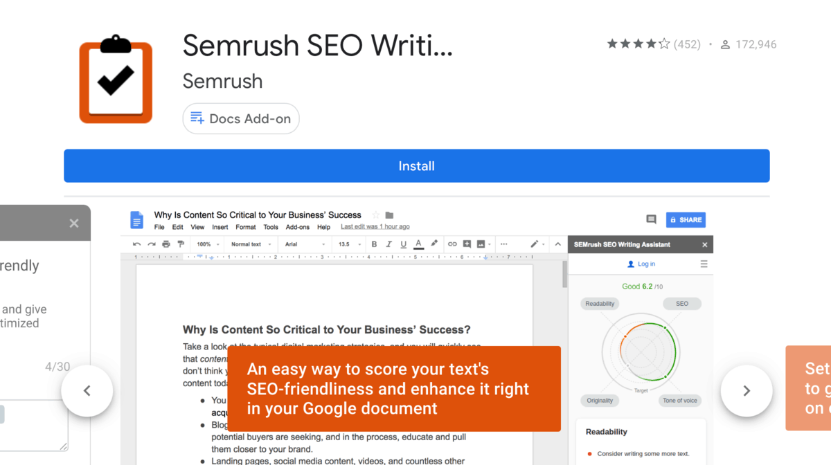 SEO Writing Assistant from Marketplace
