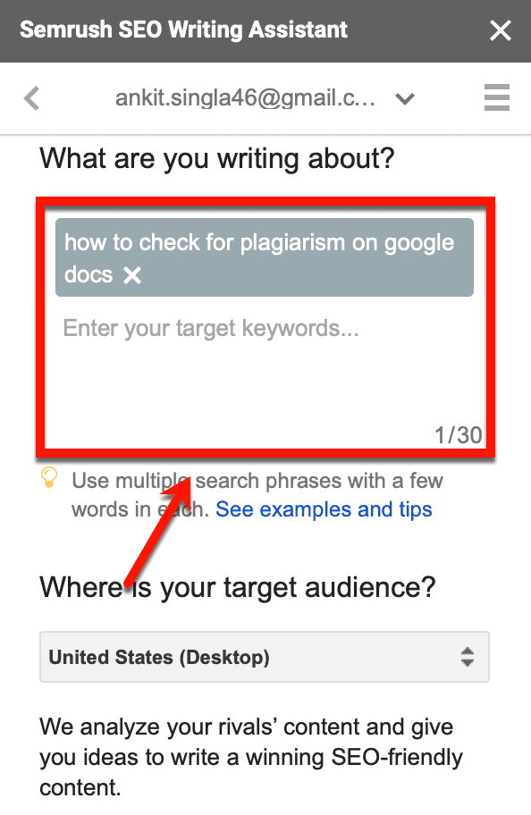 SEO Writing Assistant Keywords