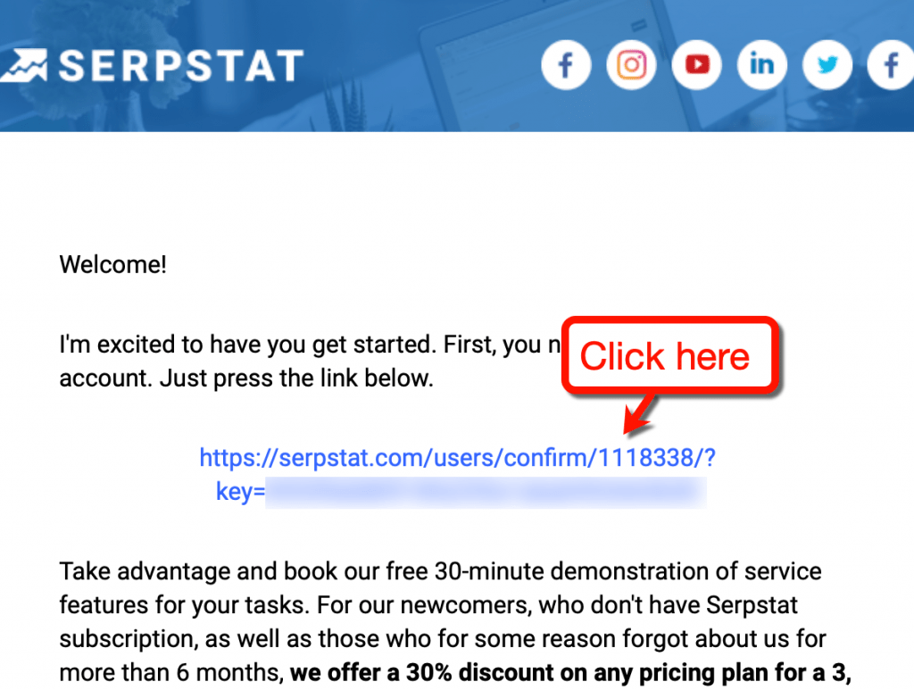 Serpstat Confirmation Email