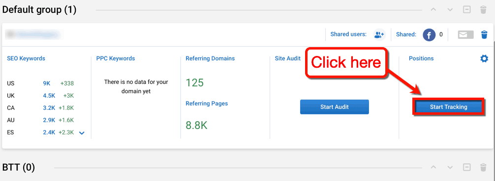 Serpstat Create Project Start Tracking Button