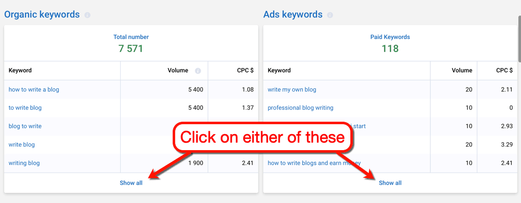 Serpstat More Keywords Button